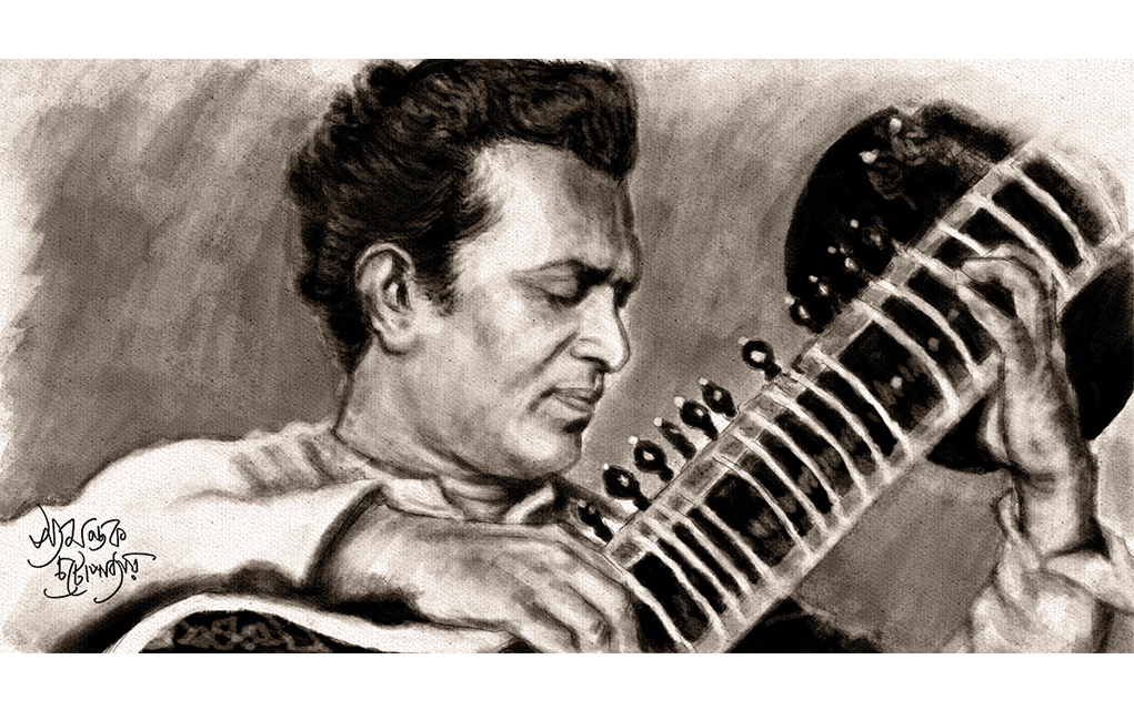 Ravishankar portrait by Syamantak Chattopadhyay