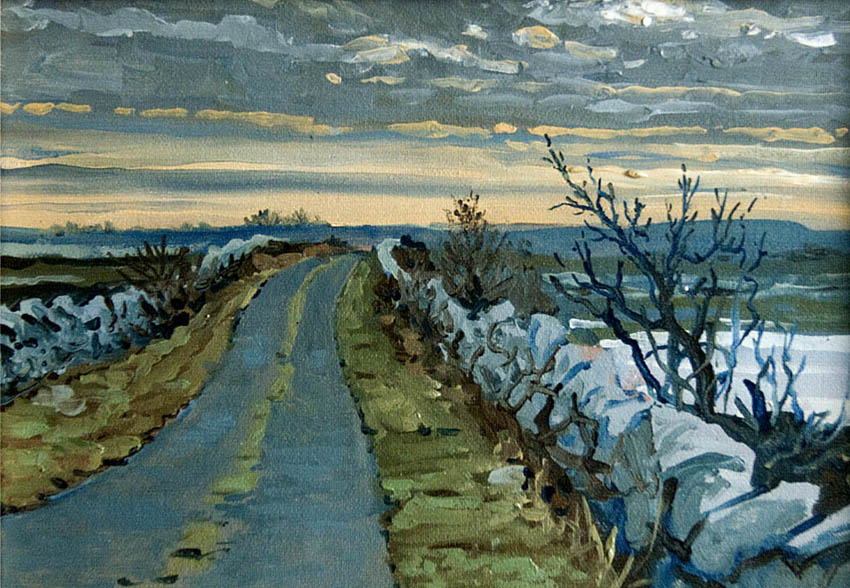 painting on lonely road