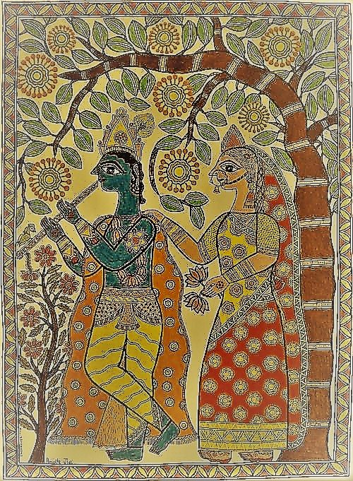 radha krishna madhubani art Sebanti ghosh novella