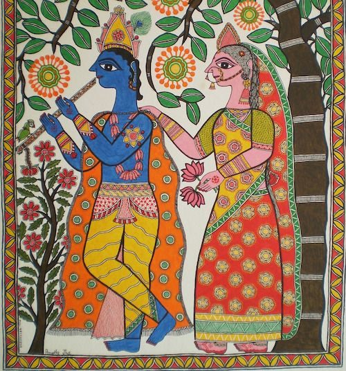 radha krishna madhubani art