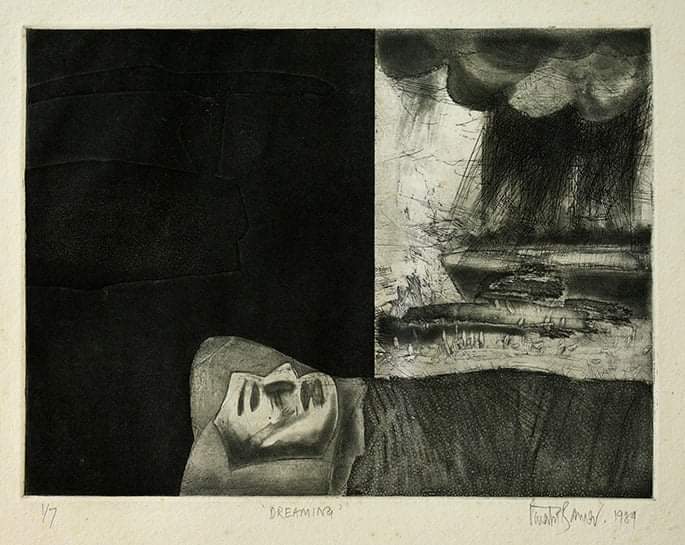 Dreaming, Aquatint by Pinaki Barua