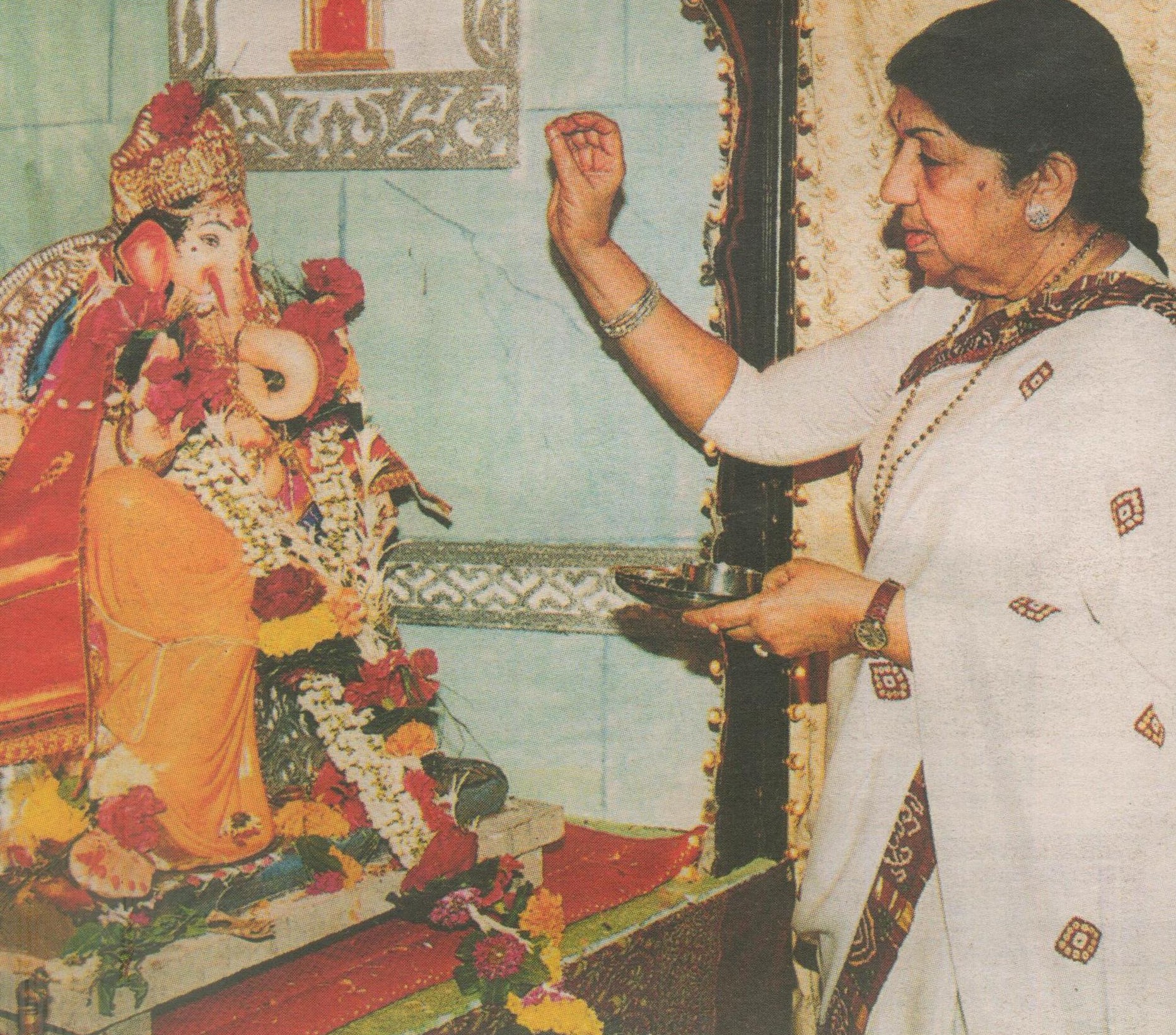 Lata Mangeshkar in her Puja Room