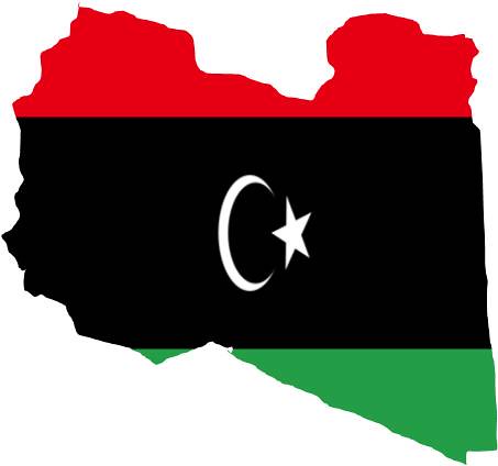 Libya map with Old flag