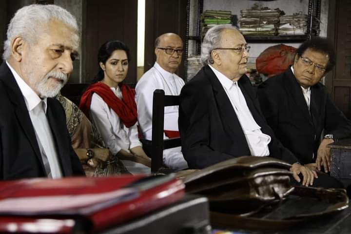 Soumitra Chatterjee on the sets of Holy Conspiracy by Saibal Mitra