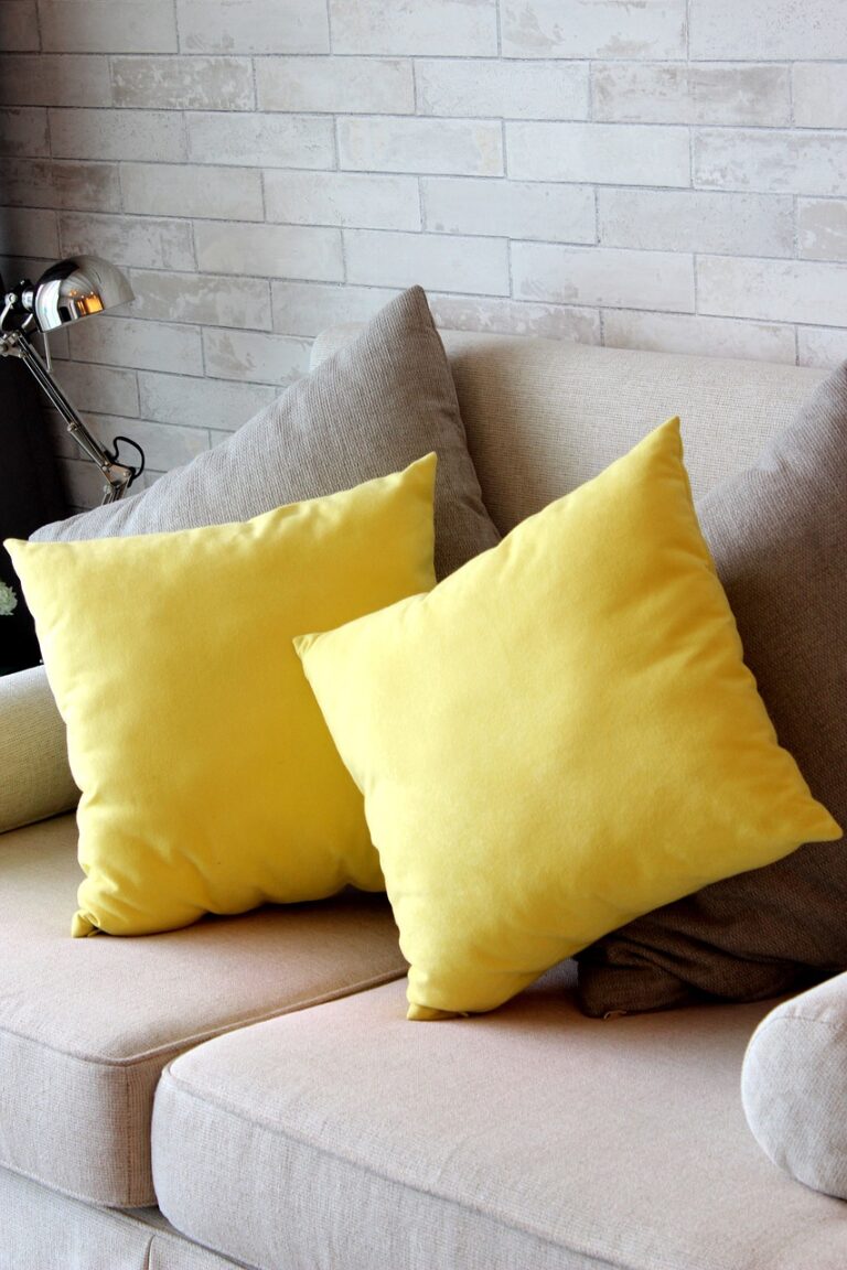 yellow white sofa interior