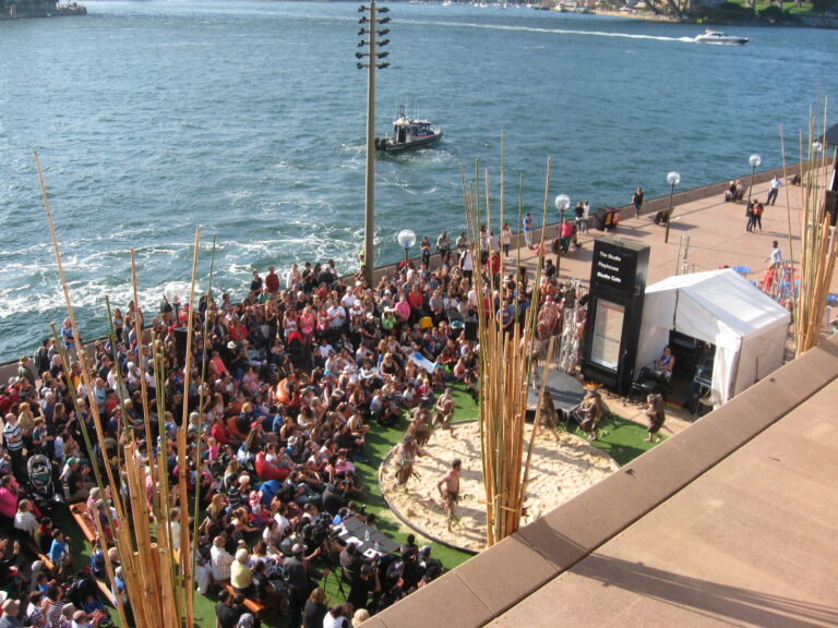 Aboriginal dance show in front of Opera house_ Sydney