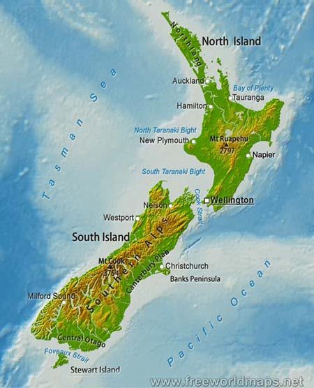 Newzealand on world map