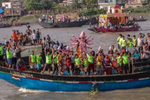 Durga idol immersion in Ichhamati river